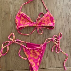 Frankie's Bikinis Pink and Orange Floral Bikini